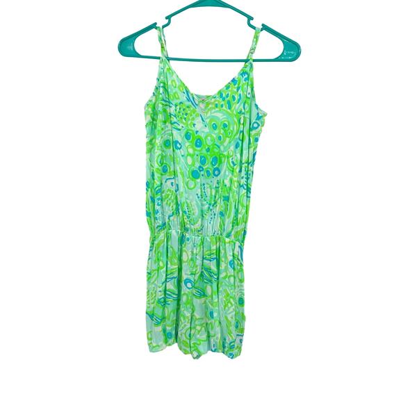 Lilly Pulitzer size XXS green blue white sleeveless‎ romper - Picture 1 of 5